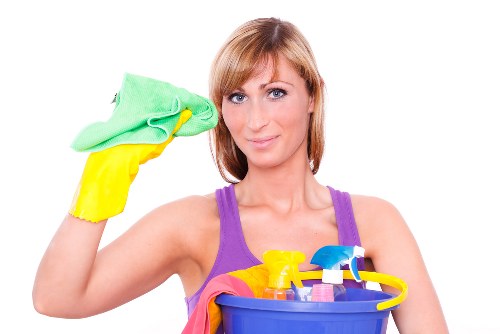 Professional cleaning company team preparing a home for service