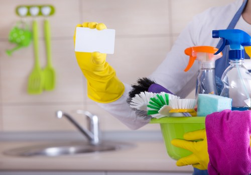 Professional house cleaning service preparing a bright living room