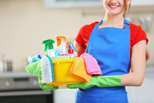 Cleaning professional preparing a service booking for a home or office