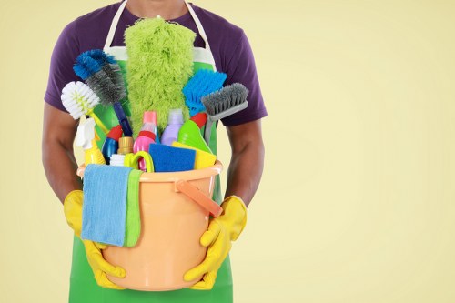 Professional carpet cleaner working on a living room carpet