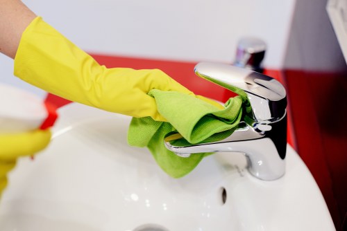 Professional office cleaning in cleaners with polished workspace surfaces