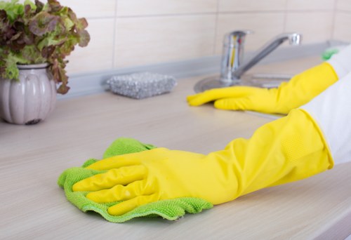 Eco-friendly cleaning supplies in a modern household setting
