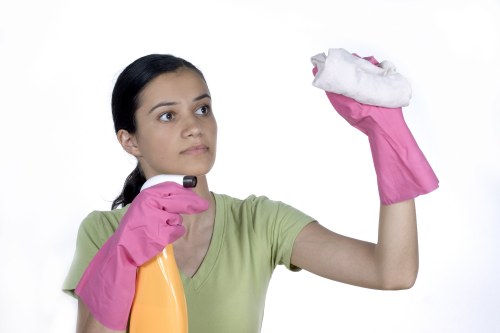 Assorted cleaning products for kitchen and bathroom surfaces